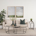Clapp Round Light Brown W White Wash Wood and Silver Metal Nesting Coffee Tables Set of 2 - Default Title