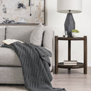 Romi Dark Brown Wood w Bottom Shelf Round Accent Table - Default Title