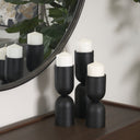 Qamra Medium Black Metal Pillar Candle Holder - Default Title