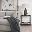 Trey Black Metal WGlass Accent Table - Default Title