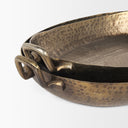 Pama Hammered Gold Metal Decorative Trays Set of 2 - Default Title