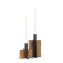 Pia Antiqued Gold w Black Metal Taper Candleholder Set of 2 - Default Title
