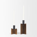 Pia Antiqued Gold w Black Metal Taper Candleholder Set of 2 - Default Title
