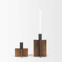 Pia Antiqued Gold w Black Metal Taper Candleholder Set of 2 - Default Title