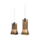 Polli Antiqued Gold w Matte Black Metal Taper Candleholders Set of 2 - Default Title