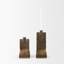 Polli Antiqued Gold w Matte Black Metal Taper Candleholders Set of 2 - Default Title
