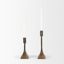 Polli Antiqued Gold w Matte Black Metal Taper Candleholders Set of 2 - Default Title