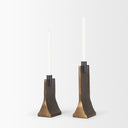 Polli Antiqued Gold w Matte Black Metal Taper Candleholders Set of 2 - Default Title