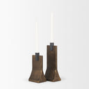 Polli Antiqued Gold w Matte Black Metal Taper Candleholders Set of 2 - Default Title