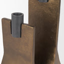 Polli Antiqued Gold w Matte Black Metal Taper Candleholders Set of 2 - Default Title