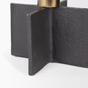 Pia Matte Black w Brushed Gold Metal Taper Candleholder Set of 2 - Default Title