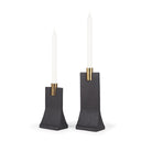 Polli Matte Black w Brushed Gold Metal Taper Candleholders Set of 2 - Default Title