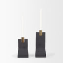 Polli Matte Black w Brushed Gold Metal Taper Candleholders Set of 2 - Default Title
