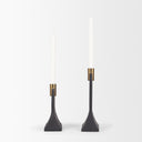 Polli Matte Black w Brushed Gold Metal Taper Candleholders Set of 2 - Default Title