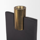 Polli Matte Black w Brushed Gold Metal Taper Candleholders Set of 2 - Default Title