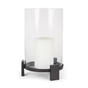 Price Large Matte Black Metal w Glass Hurricane Candle Holder - Default Title