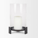 Price Large Matte Black Metal w Glass Hurricane Candle Holder - Default Title