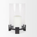 Price Large Matte Black Metal w Glass Hurricane Candle Holder - Default Title