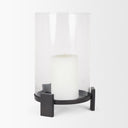 Price Large Matte Black Metal w Glass Hurricane Candle Holder - Default Title