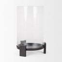 Price Large Matte Black Metal w Glass Hurricane Candle Holder - Default Title