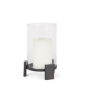 Price Small Matte Black Metal w Glass Hurricane Candle Holder - Default Title