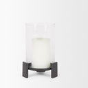Price Small Matte Black Metal w Glass Hurricane Candle Holder - Default Title