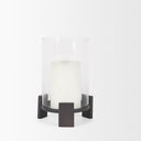 Price Small Matte Black Metal w Glass Hurricane Candle Holder - Default Title
