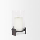 Price Small Matte Black Metal w Glass Hurricane Candle Holder - Default Title