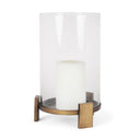 Price Large Antiqued Gold Metal w Glass Hurricane Candle Holder - Default Title