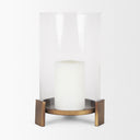 Price Large Antiqued Gold Metal w Glass Hurricane Candle Holder - Default Title