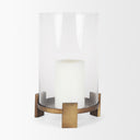 Price Large Antiqued Gold Metal w Glass Hurricane Candle Holder - Default Title