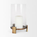 Price Large Antiqued Gold Metal w Glass Hurricane Candle Holder - Default Title
