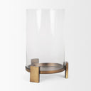 Price Large Antiqued Gold Metal w Glass Hurricane Candle Holder - Default Title