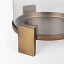 Price Large Antiqued Gold Metal w Glass Hurricane Candle Holder - Default Title