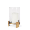Price Small Antiqued Gold Metal w Glass Hurricane Candle Holder - Default Title