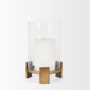 Price Small Antiqued Gold Metal w Glass Hurricane Candle Holder - Default Title