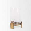 Price Small Antiqued Gold Metal w Glass Hurricane Candle Holder - Default Title