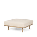 Shae Brown Wood w Oatmeal Fabric Ottoman - Default Title