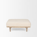 Shae Brown Wood w Oatmeal Fabric Ottoman - Default Title