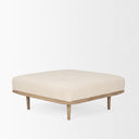 Shae Brown Wood w Oatmeal Fabric Ottoman - Default Title