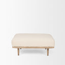 Shae Brown Wood w Oatmeal Fabric Ottoman - Default Title