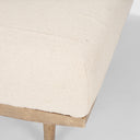 Shae Brown Wood w Oatmeal Fabric Ottoman - Default Title