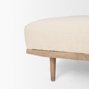 Shae Brown Wood w Oatmeal Fabric Ottoman - Default Title