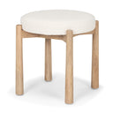 Shaiden Brown Wood w Cream Fabric Stool - Default Title
