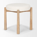 Shaiden Brown Wood w Cream Fabric Stool - Default Title