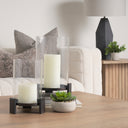 Price Small Matte Black Metal w Glass Hurricane Candle Holder - Default Title