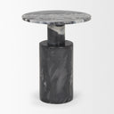 Taite Solid Dark Gray Marble Pedestal Accent Table - Default Title