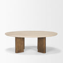 Syona Travertine Mango Wood leg Oval Coffee table - Default Title