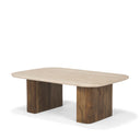 Symona Travertine and Mango Wood Rectangle Coffee Table - Default Title