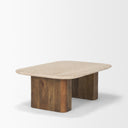 Symona Travertine and Mango Wood Rectangle Coffee Table - Default Title
